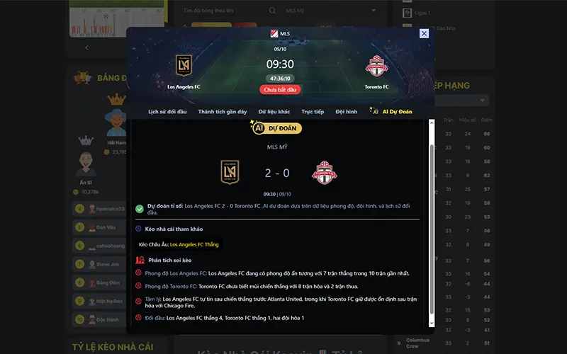 Dự đoán kết quả AI Los Angeles vs Toronto 09h30 ngày 09/10/2025